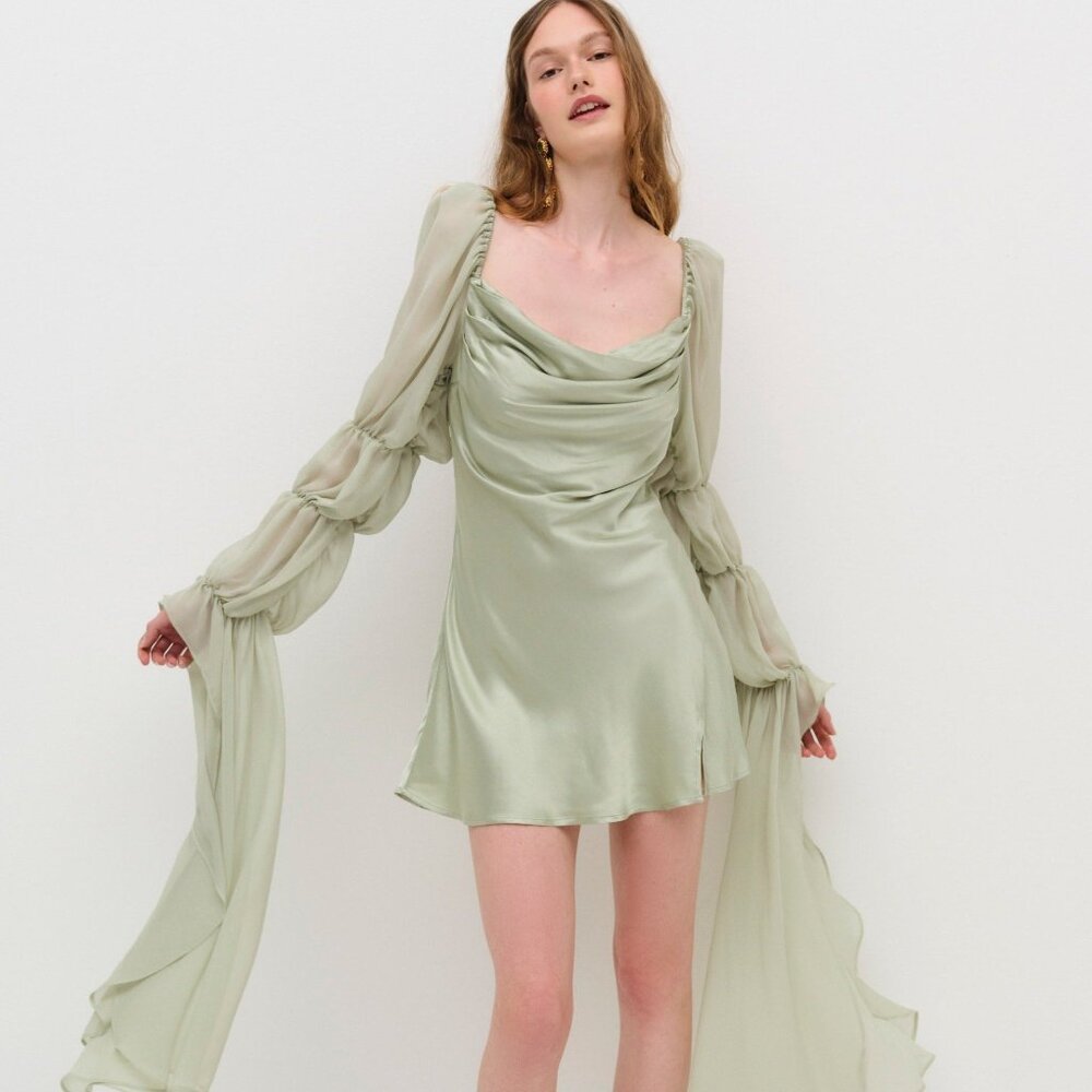For Love & Lemons Willow Mini Dress Size XS / Sage